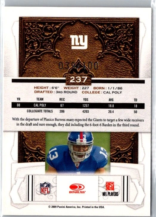 2009 Donruss Classics #237 Ramses Barden Timeless Tributes Silver #/100 - Image 2 of 2