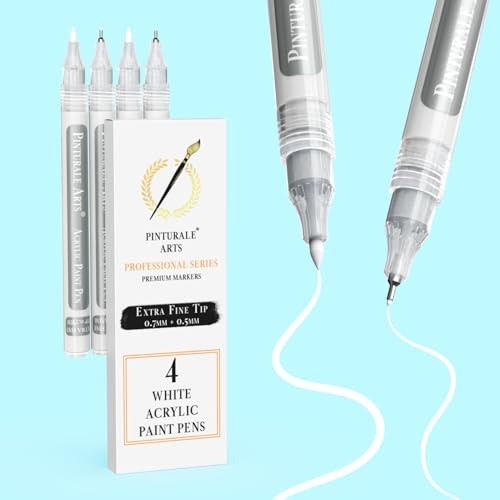 Pinturale Arts® White Paint Pens Extra Fine Point | Set  Assorted colors 