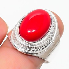 Red Coral Gemstone Handmade 925 Sterling Silver All Size Ring For Gift