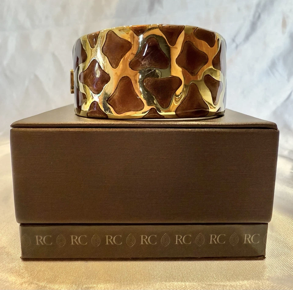 MAGNIFICENT ROBERTO COIN 18K ENAMELED GOLD GIRAFFE DESIGN BRACELET W BOX - Image 3 of 4