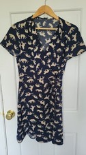 J. Crew Animal All Over Print Short Sleeve Navy Tie Wrap Dress Womens Size 4