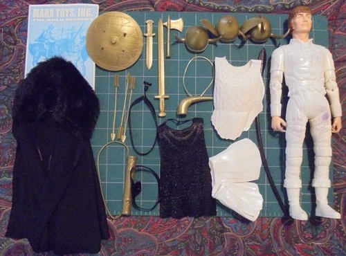 Marx Custom White Viking Eric w/ Accessories and Black Faux Fur Collared Cloak