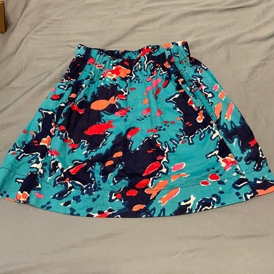 Women's Lilly Pulitzer Mini Skirt Size S Blue Pink Patterned coastal preppy
