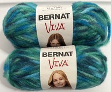 LOT of 2 BERNAT VIVA in TEAL bulky brushed yarn 3.5oz 85yds