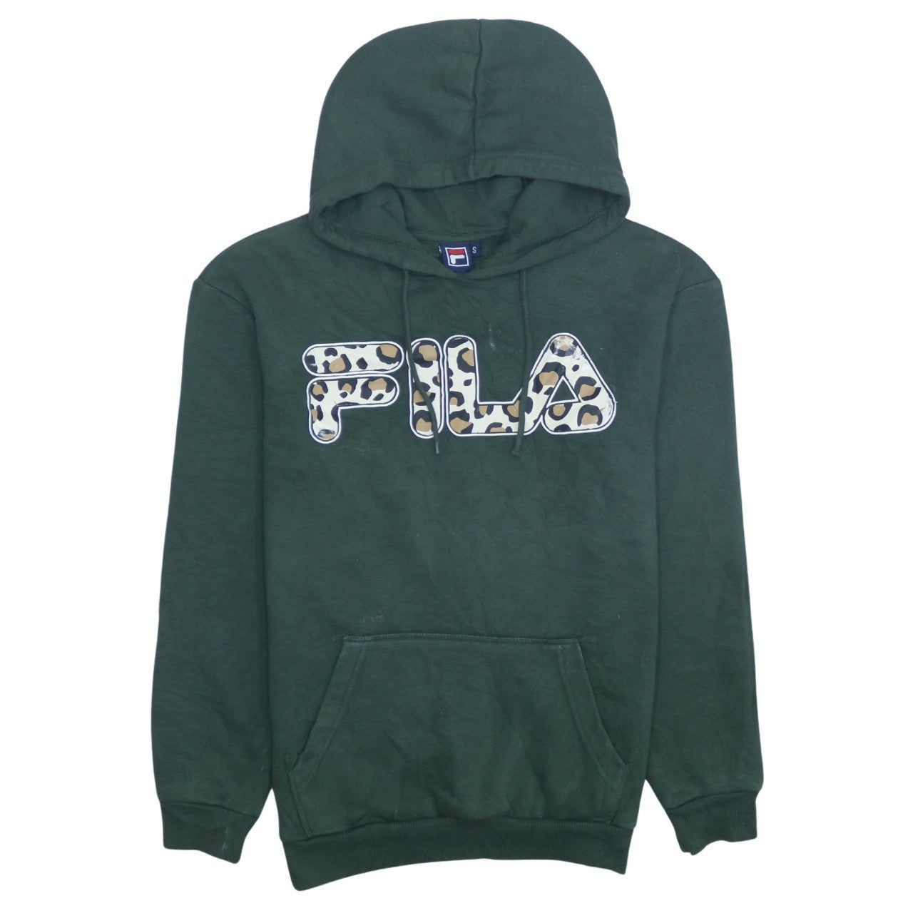 Felpa con cappuccio vintage FILA VERDE UOMO S