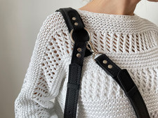 Vegan Faux Leather Double Camera Harness with Silver Hardware