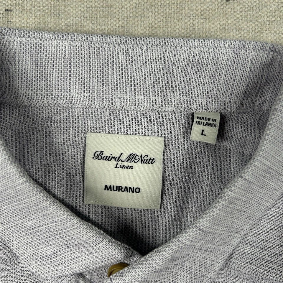Murano Shirt Mens L Baird McNutt Linen Blend Camp Button Up Purple Lilac - Image 3 of 4