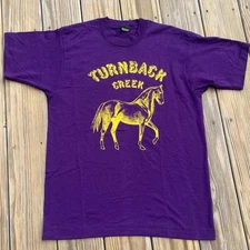 Vintage 80s-90s Screen Stars Turn Back Creek Horse Graphic Tee Shirt Men’s L