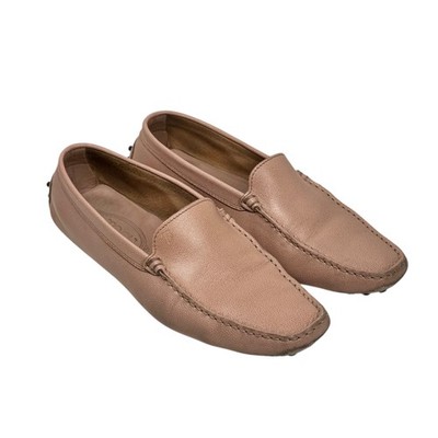 Tod's Leather Gommino Loafers SZ 9 Pink Car Shoes Italian Moccasins Old Money