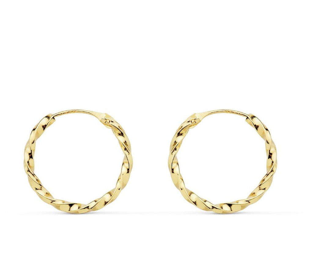 Créoles torsadées en or jaune 18 carats 16mm pour femme
