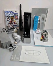 Nintendo Wii RVL-101 Black Console w/ Accessories  Blue Controller  Pro Clean