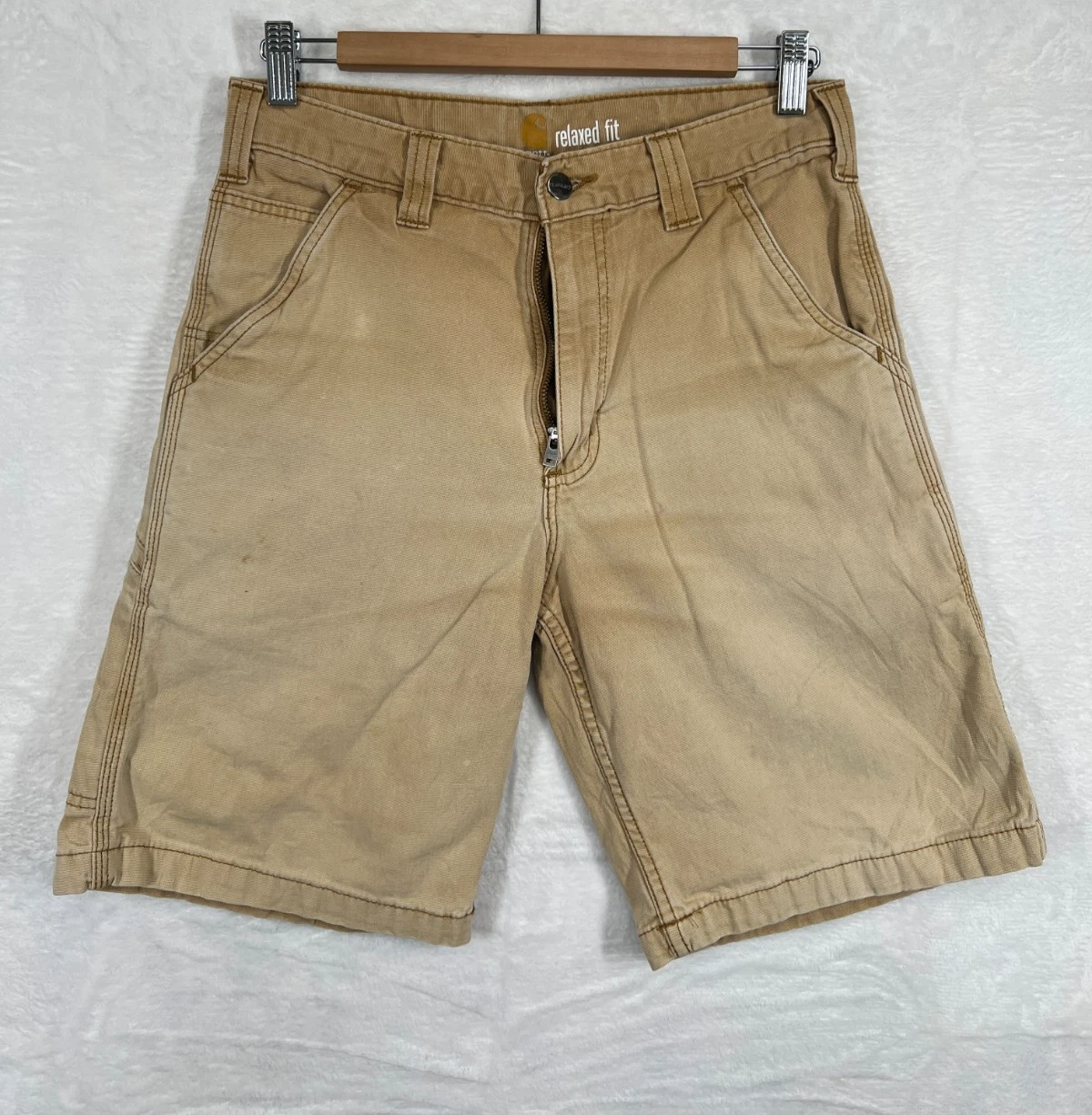 Carhartt Relaxed Fit Shorts Mens W30 Brown Workwear Canvas Shorts
