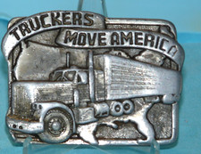 VTG 1983 Truckers Move America Belt Buckle Z-27 Siskiyou Belt Buckle Co. USA