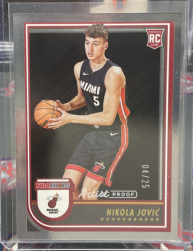 2022-23 Panini NBA Hoops Nikola Jovic #256 Rookie Artist Proof 04/25 Heat