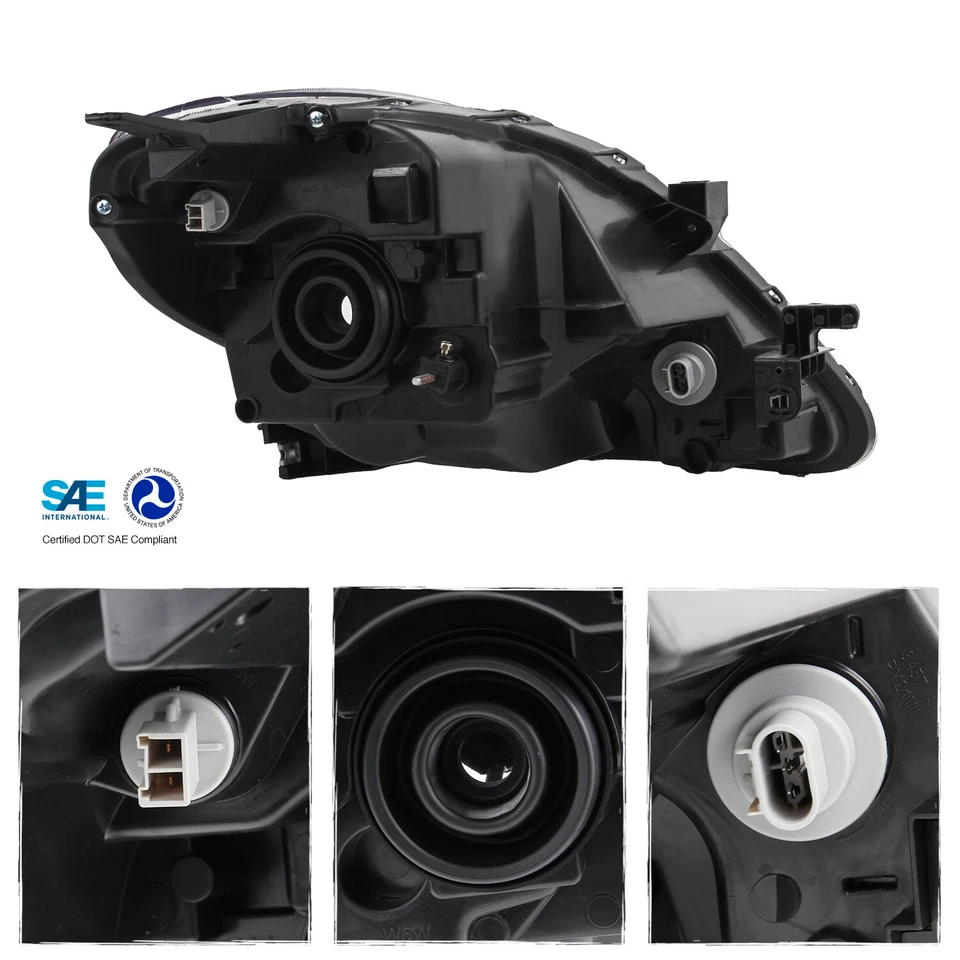 Par de faros negros izquierda+derecha para Nissan Versa 2012-2014 sedán [tipo halógeno] Foto 3 de 4