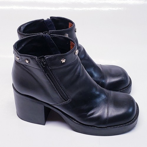 Harley Davidson Chunky Platform Black Leather Women's Chelsea Boots Size 9.5 - Picture 5 of 8
