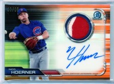 2019 Bowman Chrome Autograph Relics Orange Refractor Nico Hoerner PATCH AUTO /25