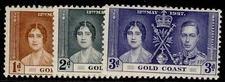 GOLD COAST GVI SG117-119, 1937 CORONATION set, M MINT.