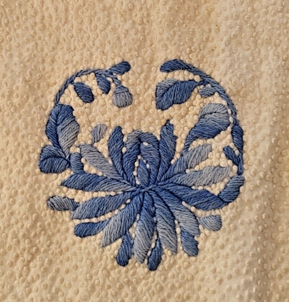 Antique Petit Point Seed Stitch & Embroidery Flower Drawstring Bag