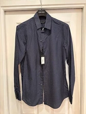 Authentic Giorgio Armani Button Down Shirt (Patterned Blue) Size 40
