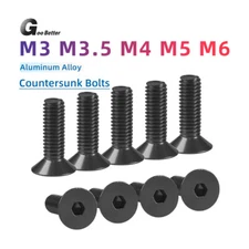 M3 M3.5 M4 M5 M6 Socket Countersunk Screws Anodization Bolts CSK Allen Key Black