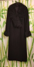Steve By Searle Coat Cashmere Wool Blend Coat With Lamb Fur Trim, Black S