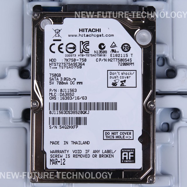 HITACHI (HTS727575A9E364) 750 GB HDD 2.5" 16 MB 7200 RPM SATA Laptop ...