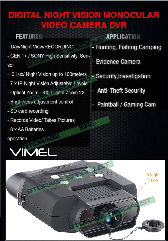 Night Vision Monocular Digital Camera Goggles Binoculars Hunting NV Security 16G - Image 2 of 4
