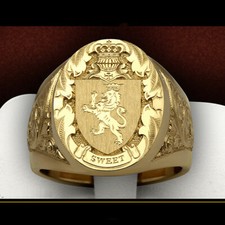 Fashion Lion Badge 18k Yellow Gold Plated Rings for Men Jewelry Size 7-13
