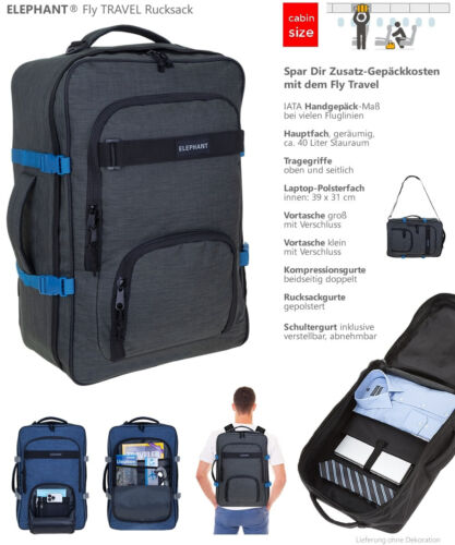 Rucksack Handgepäck Rucksack IATA Herren Elephant Travel Fly 13029 Anthrazit - Bild 22 von 24