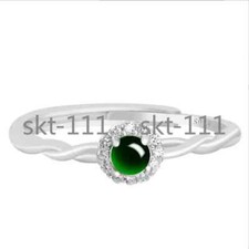 Certified Green Natural Grade A Jade jadeite Sterling 925 Silver Fashion Ring