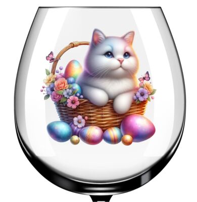 X12 Ostern Katze in Busket Glas Vinyl Aufkleber Sticker Farbe ac207