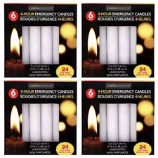 24 Count Emergency Lighting Heating Candles 96 Hrs Total Burn Camping Praying