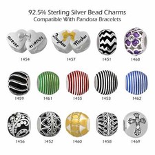 925 Sterling Silver Bead Charms for European Charm Bracelet Necklace 33-1469