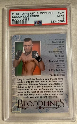2013 Topps UFC Bloodlines Debut Bio Rookie #CM Mint CONOR McGREGOR PSA 9 Low POP