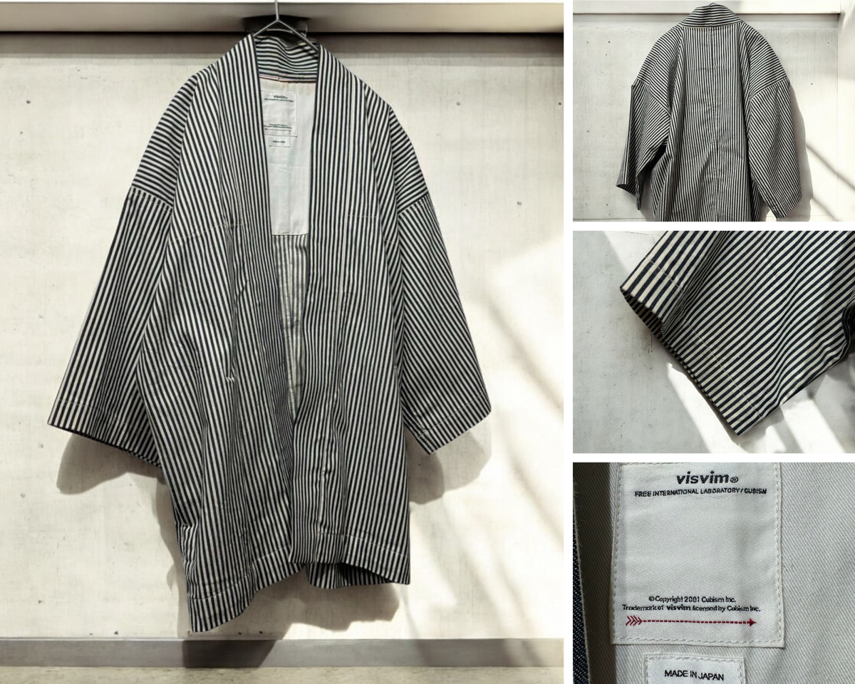 Rare visvim 22SS HAPPI HICKORY UNWASHED Jacket White/Black Rare visvim 22SS HAPPI HICKORY UNWASHED Jacket White/Black