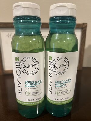 Biolage RAW (TWO PACK)Anti-Dandruff Shampoo Salicylic Acid Care 11 oz