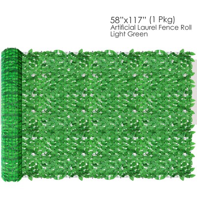 117x58'' Artificial Faux Laurel Light Leaf Privacy Fence Panel Screen Hedge Decor