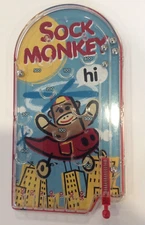 2012 Schylling Sock Monkey Classic Handheld Pinball Travel Tabletop Game