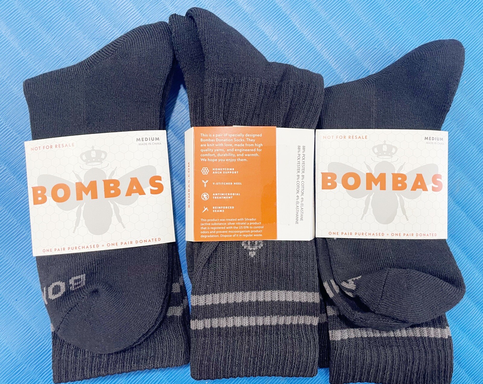 LOT OF 3x BOMBAS Men's Medium Men Black Socks BRAND NEW *3 PAIRS. eBay
