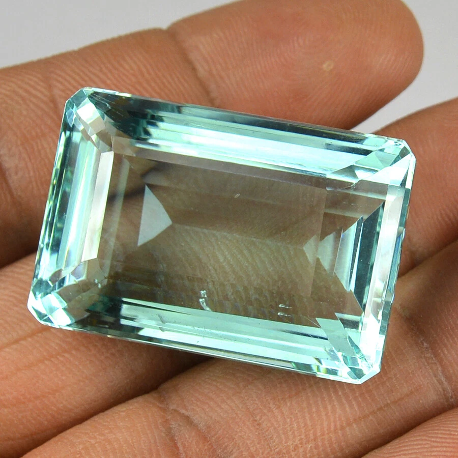 Top Jewel 100 Ct Aquamarine 33 mm Emerald Cut Gemstone Superb