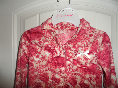 Adorable Betsey Johnson girls size 5 pink floral pajama set shirt pants NWT - Picture 4 of 5