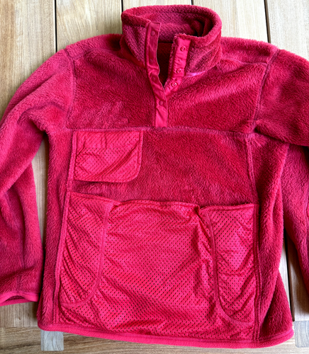 Patagonia Jacket Womens MEDIUM Textured-Fleece Pullover Ruby Red - Looks Great! - Picture 19 of 23