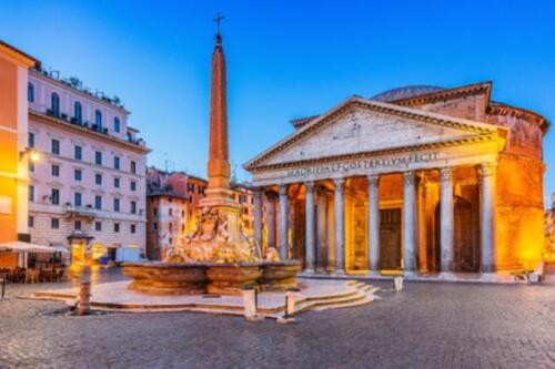 Rom, Italien. Pantheon-Tempel, Rotonda-Platz und Brunnen in der Dämmerung. (1187 - Bild 1 von 18
