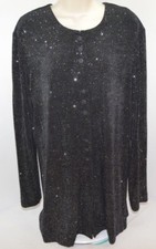 VTG R M Richards Karen Wong Black Glitter Long Evening Jacket Womens 16 USA Made
