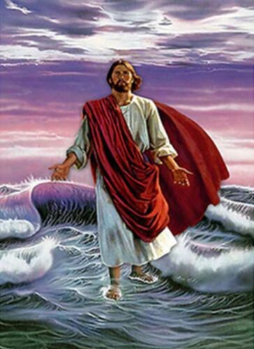 Jesus Walks on Water 5D Diamond Painting Kit Religious DIY Craft Kits Cross
