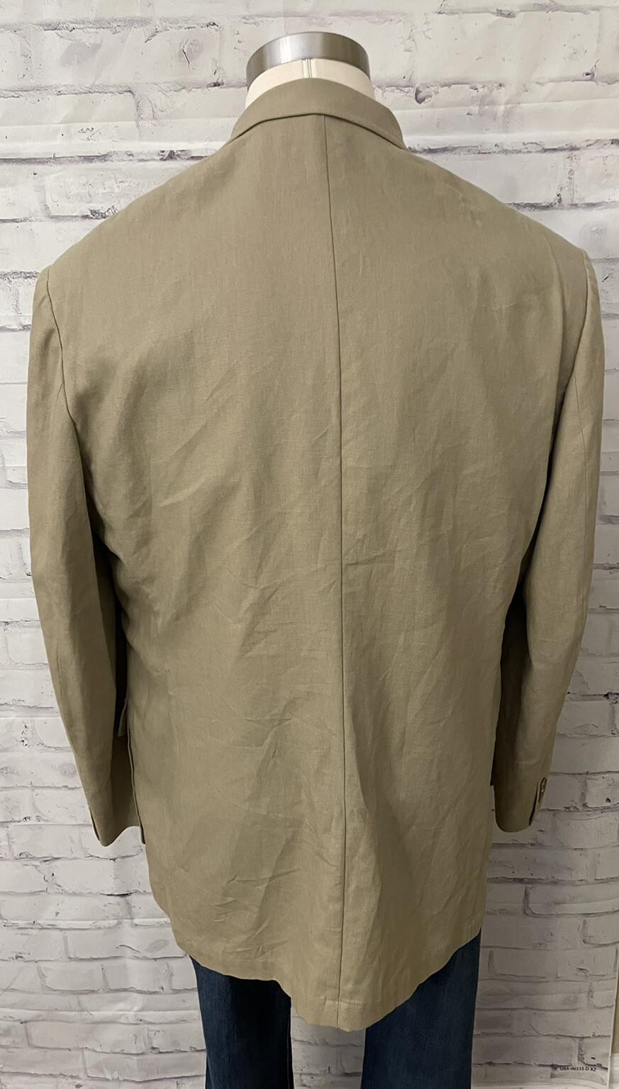 Oak Creek Dillards 44L 3 Button Beige Linen Blend Jacket Blazer Sport Coat  