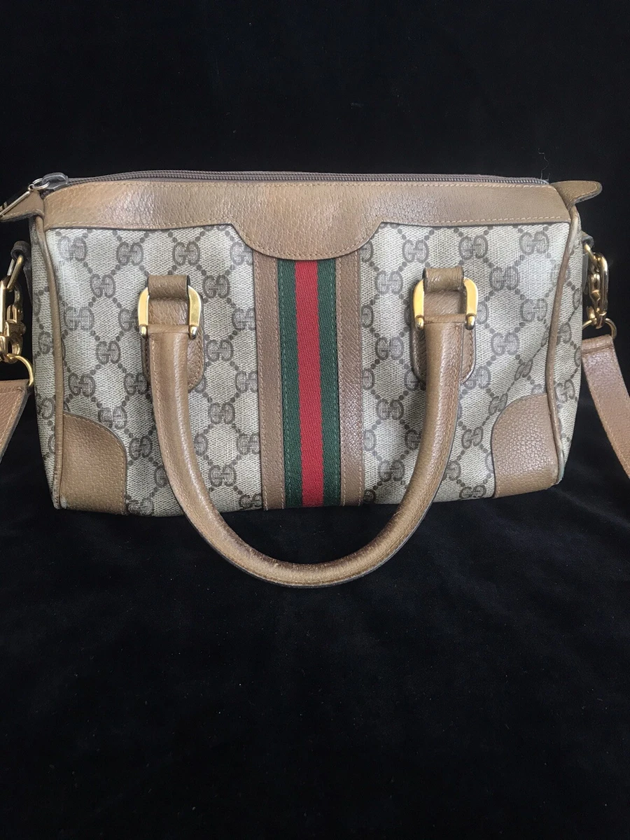 Vintage GUCCI Web Boston Doctor Top Handle Bag Satchel Purse