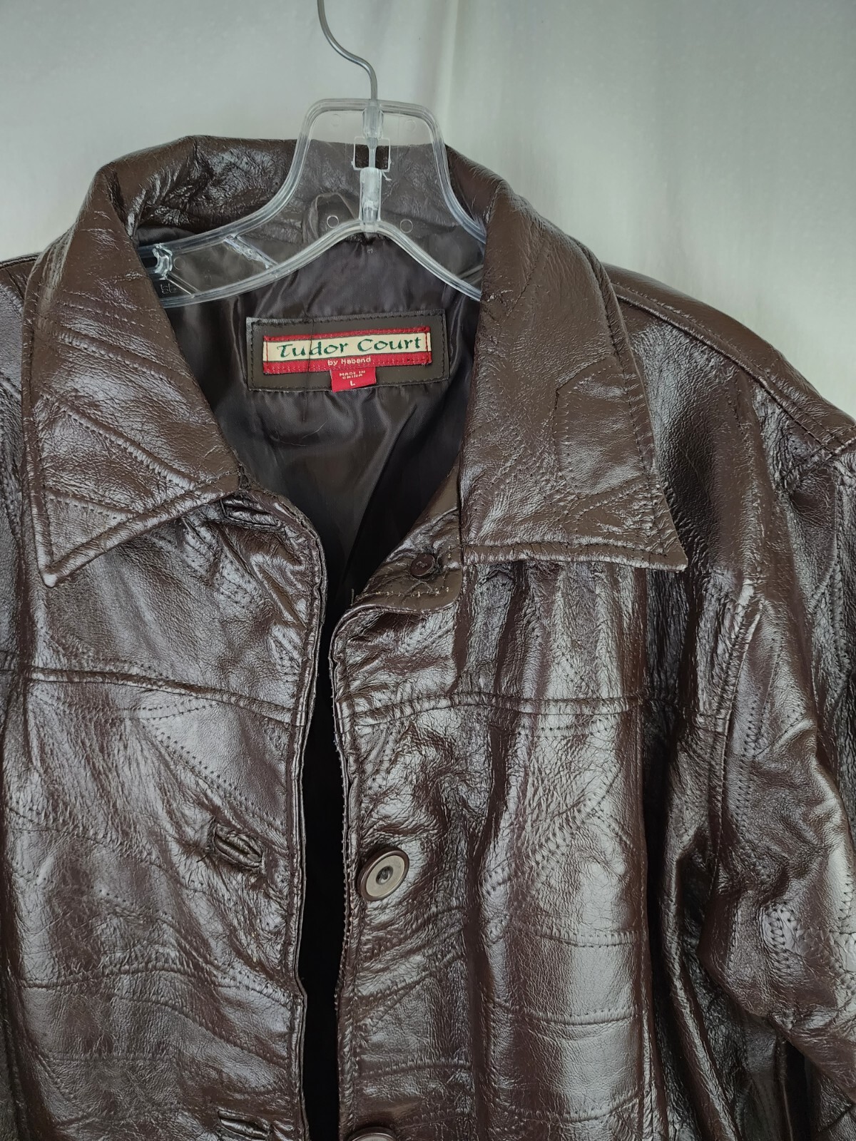 Vintage Patchwork Leather Jacket Brown Womens Lar… - image 3