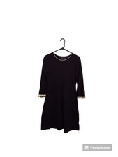 Adrienne Vittadini Dress S Black Merino Wool Preppy Old Money Quiet Luxury Work